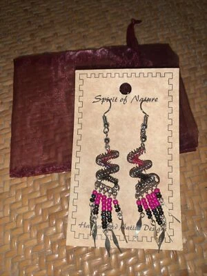 Nuevos Pendientes Espíritu de la Naturaleza Cuentas Rosa Espiral Hilo de Plata Laberinto con Bolsa de Regalo Foto 1 de 4