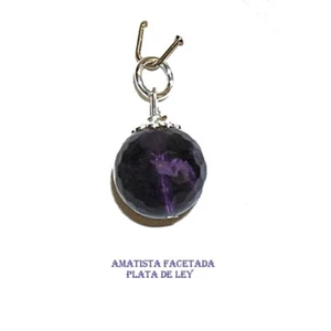 COLGANTE de AMATISTA Facetada 12 mm Grado A y PLATA de LEY 925. Nuevo + Estuche - Imagen 1 de 3