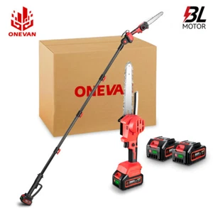 Cordless Pole Saw 8" Mini Chainsaw 2-in-1 Tree Trimming Extension Rod W/ Battery - Picture 1 of 15
