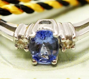 700 $ Orumia 14K Weißgold 0,08ct Diamant 0,35ct Tansanit 6,5 Ring Damen Geschenk NEU - Bild 1 von 8