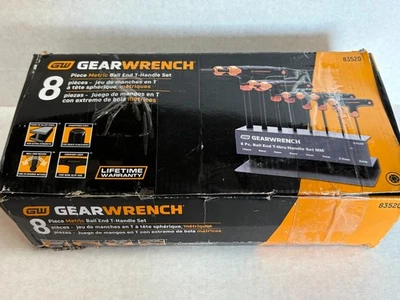 Gearwrench 83520 Metric 8 Pc Ball End T-Handle Hex Key Set Metal Benchtop Stand^ - Image 1 of 4