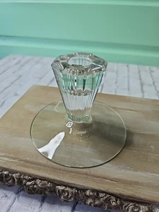 Vela única transparente cuarto paralelo vidrio Heisey Art Deco vintage de 1930 - Imagen 1 de 5