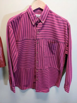 Camisa De Colección Años 80-90 Gitano Rayas Abotonada Mediana Rojo Rosado Rayas Rara  Foto 1 de 4