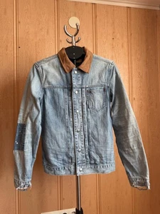 ALL SAINTS IBANEZ BLAU 100 % BAUMWOLLE DENIM JACKE KNOPF KORD HERREN GRÖSSE SMALL - Bild 1 von 19