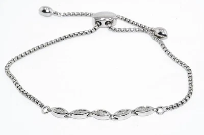 Браслет-кластер из стерлингового серебра 650,925 долл. США 0,12 карата с натуральными круглыми бриллиантами - Изображение 1 из 4