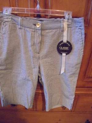 Mujer Charter Club Negro/Blanco Rayas Seersucker Pantalones Cortos Talla 4 ¡Nuevo Con Etiquetas! Foto 1 de 4
