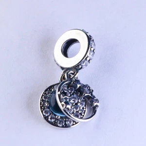 Pandora Sterling Silber Blauer Himmel Mond & Sterne Double Dangle Charm 799216C01 - Bild 1 von 5
