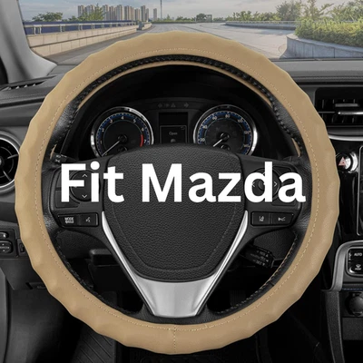 for Mazda CX5/CX-5 CX50/CX-50 Microfiber Leather Car Steering Wheel Cover, Brown - Image 1 of 4