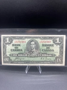 1937 Bank of Canada One Dollar Bill. Coyne - Towers $1 VF - EF Bank Note - Picture 1 of 6