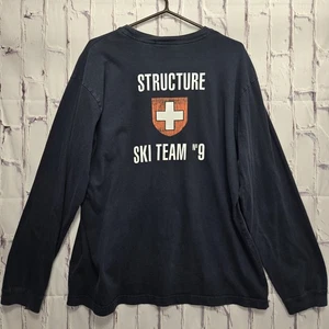 Vintage Y2K Struktur Langarm TShirt Herren Gr. XLarge Blau Grafik Hergestellt in den USA - Bild 1 von 10