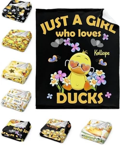 Custom Name Just a Girl loves Duck Adult duck Blanket Kids Funny Blanket - Picture 1 of 10