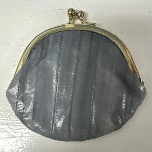 Vtg Genuine EEL Skin Kiss Lock Clutch 4” Coin Purse NEW Old Stock Made In Korea - Picture 1 of 7