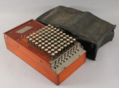 RARE 19thC Felt & Tarrant Wooden Box Model Mathematic Adding Machine COMPTOMETER - Image 1 of 4