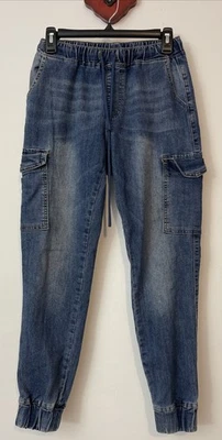 ¡Jean jogger cargo cintura elástica mediana casi famoso para mujer! A6033 Foto 1 de 4