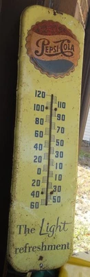 ВИНТАЖНЫЙ 1954 PEPSI COLA ТЕРМОМЕТР МЕТАЛЛИЧЕСКИЙ РЕКЛАМНЫЙ ЗНАК 27» ПОДЛИННЫЙ РЕАЛЬНЫЙ! - Изображение 1 из 4