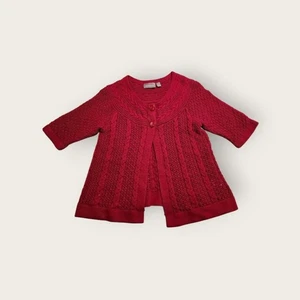 Vintage Y2k Croft & Barrow rot Strick zwei Knopf Babydoll Strickjacke Pullover M - Bild 1 von 4