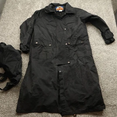 Express Rider Western Duster Coat Men's M waxed Wear Black Full Length cowboy - Image 1 of 4