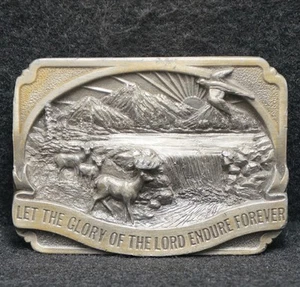 WF11137 VINTAGE 1983 ****LET THE GLORY OF THE LORD ENDURE FORVER**** BELT BUCKLE - Picture 1 of 2