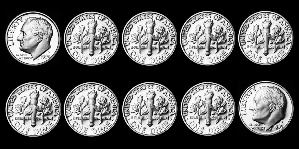 1990 1991 1992 1993 1994 1995 1996 1997 1998 1999 S Roosevelt Juego de prueba como nuevo Foto 1 de 1