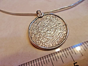 Sterling Silber Runde Maya Symbol Spirale Anhänger Halskette - Bild 1 von 4