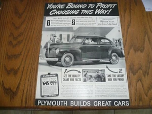 1940 Plymouth - Vintage Print Ad - Your Bound to Profit - Picture 1 of 1