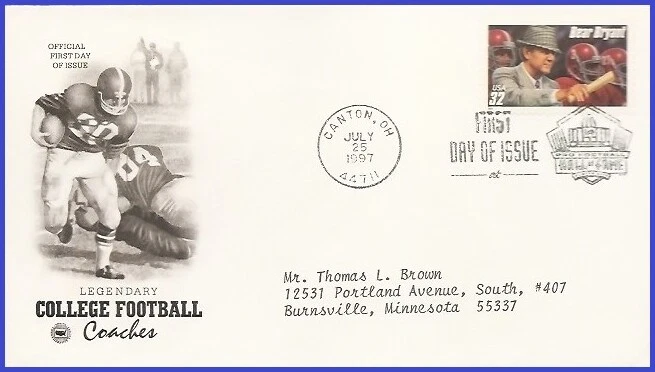 USA5 #3143 ADDR PCS ARTCRAFT FDC   Paul Bear Bryant - Image 1 of 1