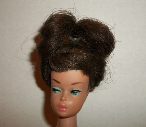 1960S Vintage Ponytail W Bangs Brunette Wig Pouf Fashion Queen Barbie Geisha J21