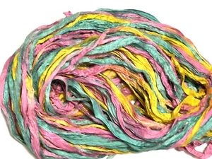 HOLIDAY SALE 10 yards for Recycled Sari Silk Ribbon Yarn, orange fantastic shade - Picture 1 of 3