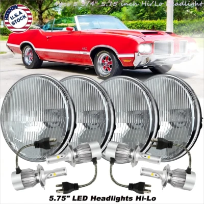 Faros LED de haz alto/bajo con lente redonda de vidrio de 5,75" 5 3/4 para Cutlass 1962-1973 4 piezas Foto 1 de 4