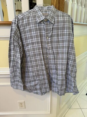 Burberry Plaid Classic Check Blue Long Sleeve Dress Collar Shirt 3XL Mens XXXL - Image 1 of 3