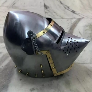 SCA HNB Helmet Steel Medieval Combat Bascinet Helmet Pig Face Helmet - Picture 1 of 4