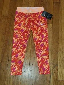 NIKE Girls Dri-Fit Leggings Pants Peach Cream Red Size 6 NWT $30 - Picture 1 of 3