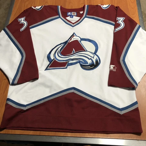 Starter Patrick Roy Colorado Avalanche NHL Hockey Jersey Vintage White Home L Cover