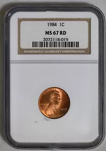 1984   Lincoln Memorial Cent NGC Certified   MS 67 RD - Picture 1 of 3