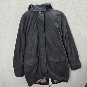 Abercrombie & Fitch Women Jacket M Black Faux Fur Lined Hooded Full Zip - Picture 1 of 8