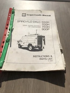 I-R DXL 650 DXL 700 DXL 750 AIR COMPRESSOR INSTRUCTION, OVERHAUL & PARTS MANUAL - Picture 1 of 6