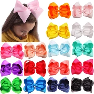 16Pcs 8 Inch Hair Bows Girls Large Big Boutique Grosgrain Ribbon Hair Bows Alli - Picture 1 of 24