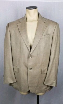 Blazer chaqueta deportiva Oscar de la Renta mezcla de lana de seda tostado a rayas para hombre 44L Foto 1 de 4