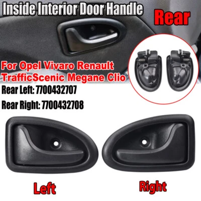 Manija interior de puerta trasera derecha y derecha para coche negra apta para Renault Scenic 1996~2020 Foto 1 de 4