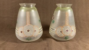 2 Lámparas de vidrio artístico artesanal Art Nouveau antiguas pantalla de luz 2 1/4" - Imagen 1 de 15