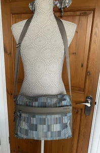 Medium Size Handbag by HEDGREN Grey/Blue Striped Mix - Picture 1 of 16