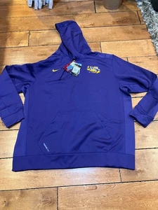 NIKE LSU TIGERS FOOTBALL THERMA FIT HOODIE SWEATSHIRT PURPLE 3XL NWT $90 - Picture 1 of 3