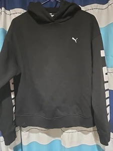 Puma Black Hoodie Sweatshirt with Logo and Sleeve Graphics Small - Picture 1 of 3