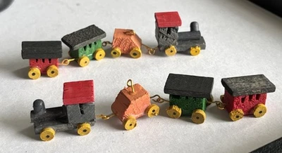 2件套复古娃娃屋微型手工木制玩具火车迪奥拉玛主要颜色 — 第 1/4 张图片