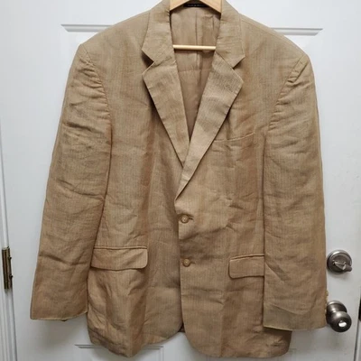 Blazer Abrigo Chaqueta Land’s End 42R Tostado Espiga 100% Lino, Forrado en Acetato  Foto 1 de 4