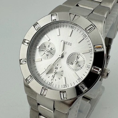 Reloj de Cuarzo Guess U100075L1 Mujer 100m Plateado Día Fecha Analógico Batería Nueva 6.75" Foto 1 de 4