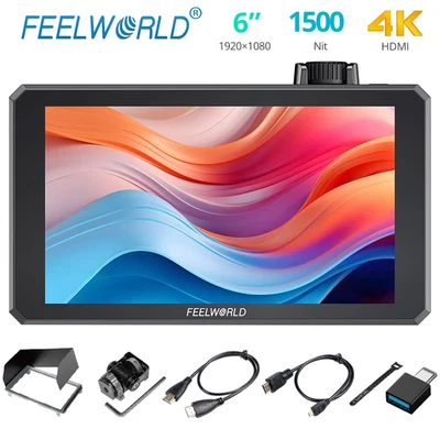 FEELWORLD SC6 6in High Bright 1920x1080 Touch Screen Monitor 1500nits HDMI/SDI - Image 1 of 4