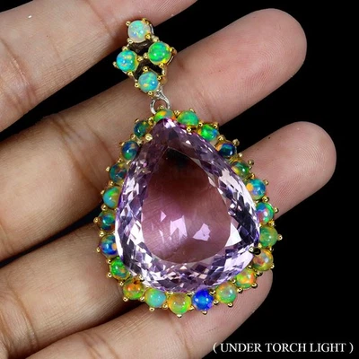 Colgante de plata de ley 925 ametrino 48,30 quilates 27x22 mm ópalo de fuego hecho a mano gema rara Foto 1 de 4