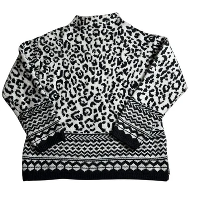 Suéter Ann Taylor Mujer Mediano Estampado Animal Manga Larga Mezcla Lana Leopardo Foto 1 de 4