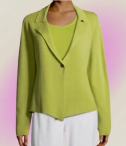 Chaqueta Blazer Eileen Fisher Mujer Verde Chartreuse Seda Algodón Orgánico Tejido M P - Imagen 1 de 12